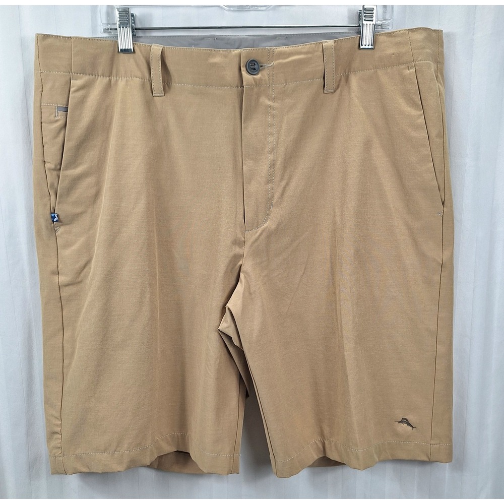 Tommy Bahama Boracay Mens Shorts 38 Khaki Tan Stretch‎ Cotton Blend Flat Front